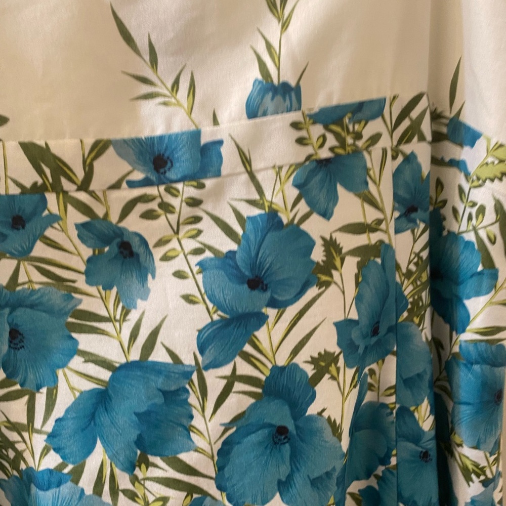 Ann Taylor Ivory Dress with Blue Floral Accents
